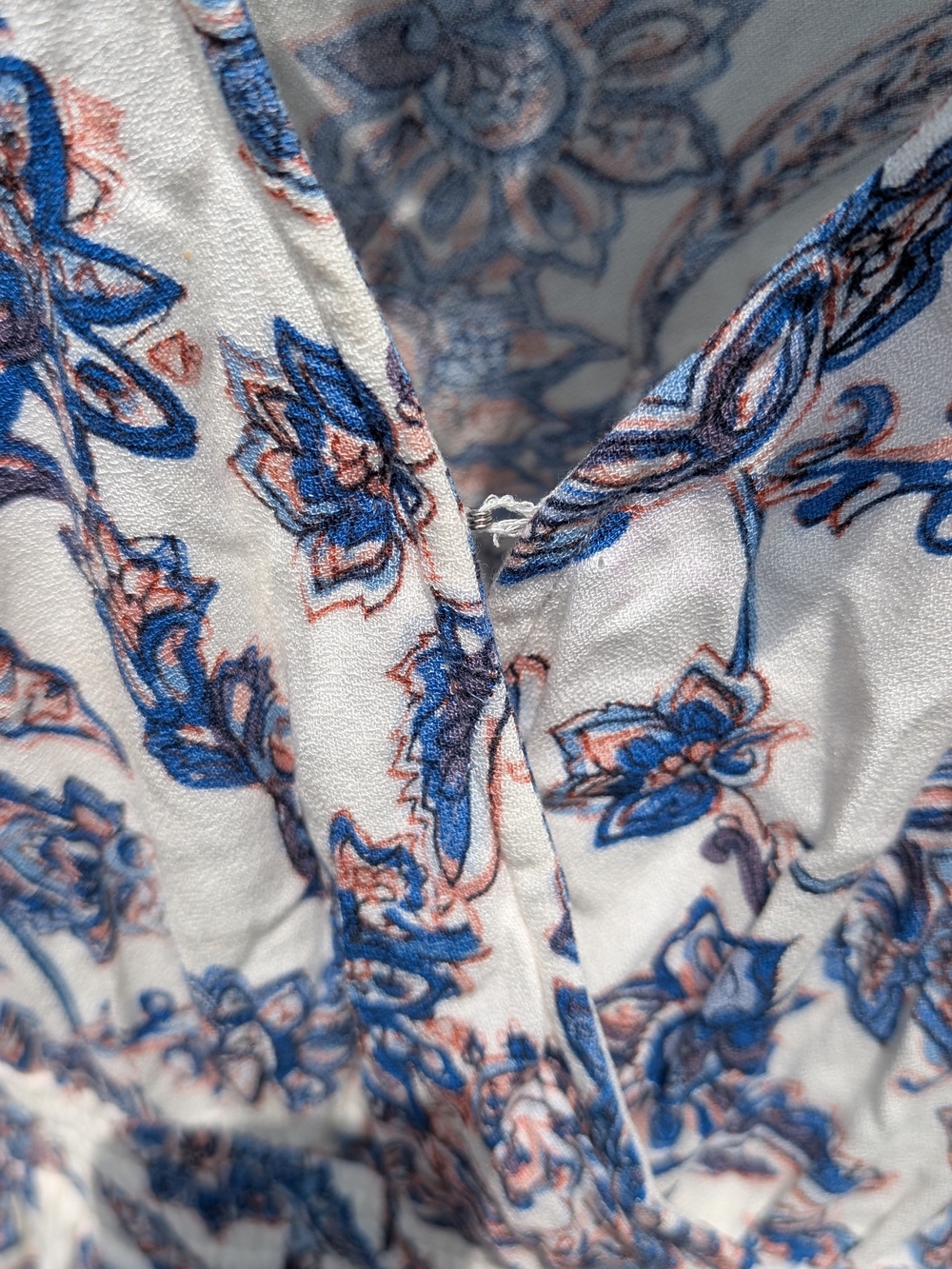 Maurices White Floral High-Low Dress with Blue and Tan Accents - Picture 3 of 4